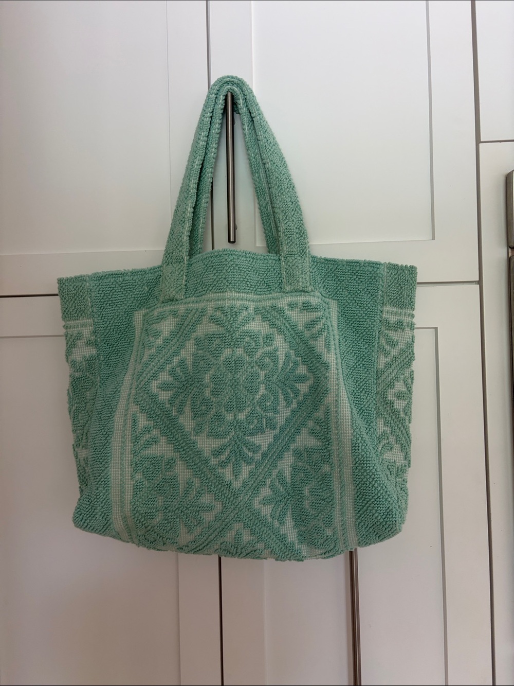 Anthropologie Mint Green Woven Tote